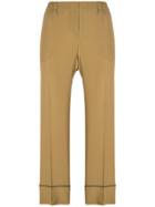 No21 Cropped Wide-leg Trousers - Brown