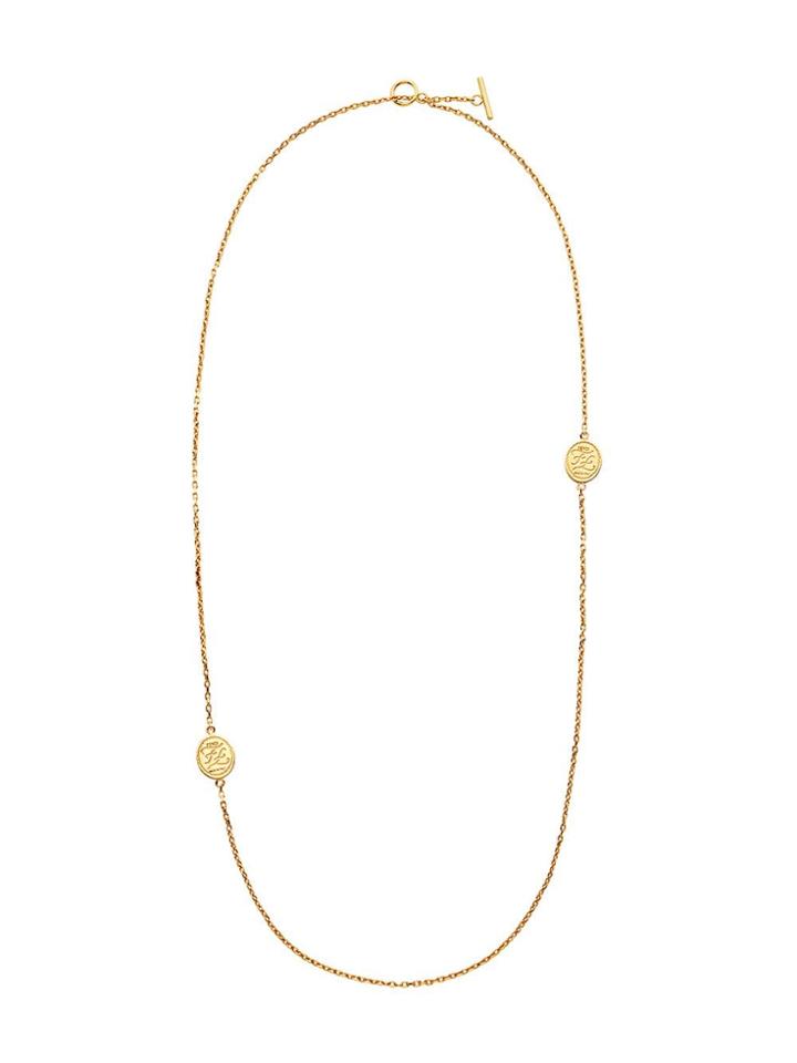 Fendi Ff Karligraphy Logo Engraved Necklace - F0cfk-soft Gold
