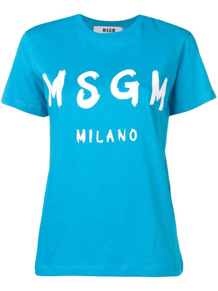Msgm Cotton Logo T-shirt - Blue