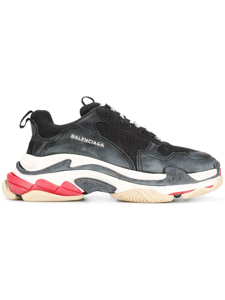 Balenciaga Triple S Low Top Sneakers - Black
