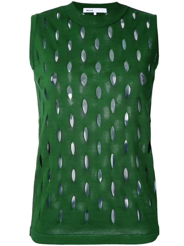 08sircus Perforated Detail Sleeveless Top, Women's, Size: 36, Green, Cotton