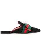 Gucci Sylvie Bow Embellished Slippers - Black