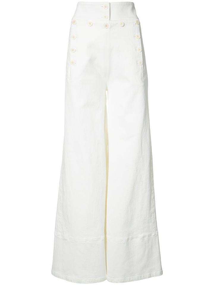 Chloé - Flared Tailored Trousers - Women - Cotton/spandex/elastane - 38, White, Cotton/spandex/elastane