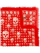 Alexander Mcqueen - Skull Print Scarf - Men - Silk/modal - One Size, Red, Silk/modal