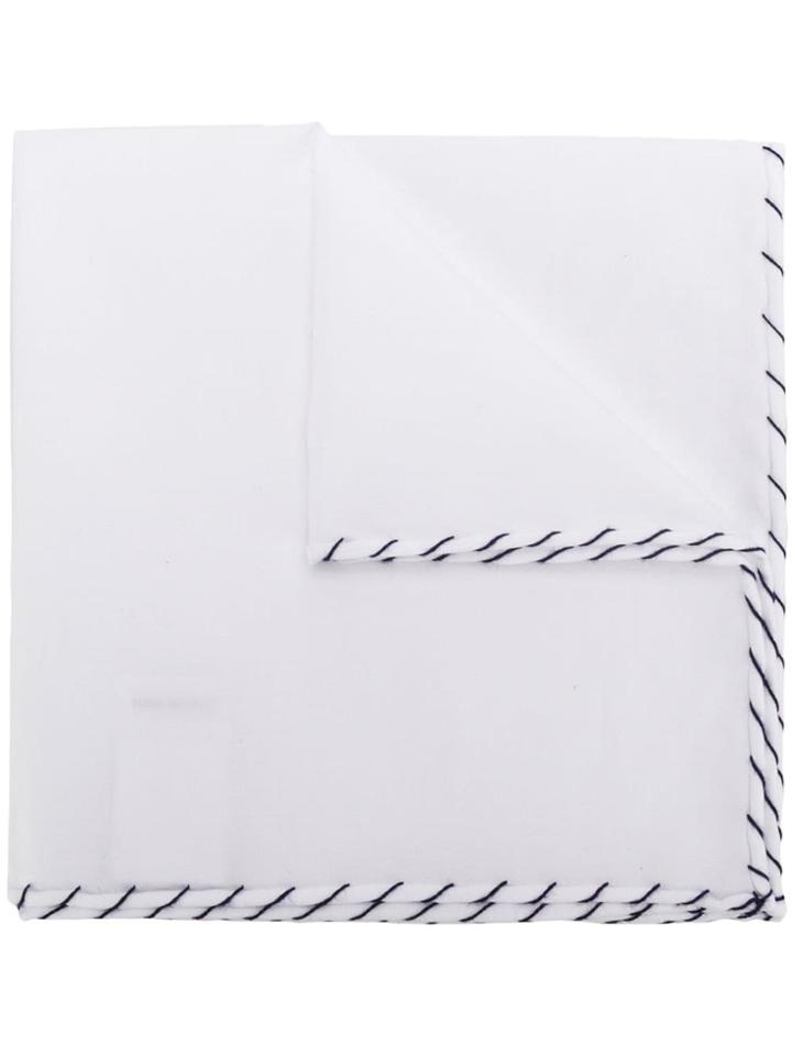 Brunello Cucinelli Stitched Pocket Square - White