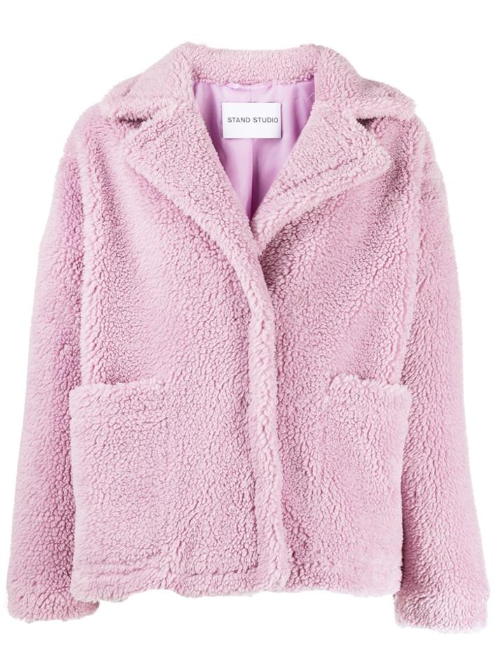 Stand Studio Oversized Shearling Jacket - Pink