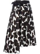 Marni Leaf Print Asymmetric Skirt, Women's, Size: 42, Black, Cotton