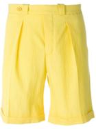 Carven Pleated Shorts - Yellow & Orange