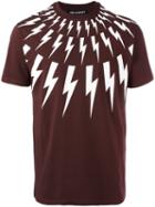 Neil Barrett Lightning Bolt Print T-shirt, Men's, Size: Medium, Red, Cotton