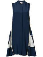 Zeus+dione Metallic Trim Contrast Panel Dress - Blue
