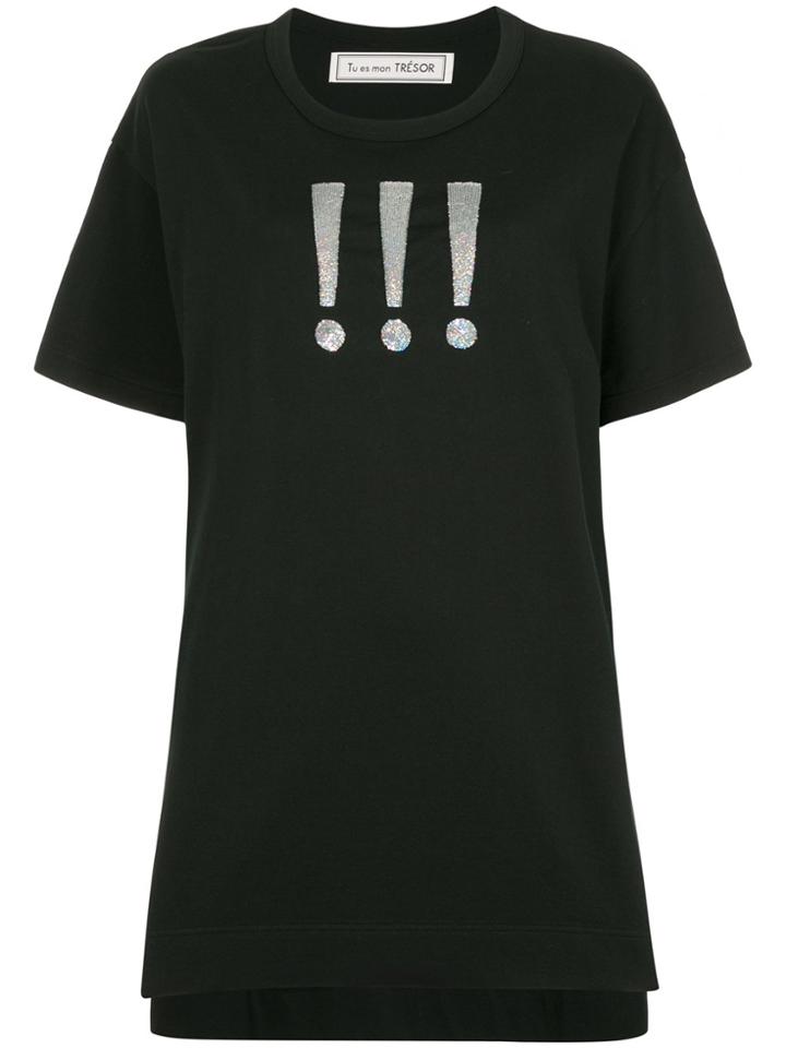 Tu Es Mon Trésor Spangle Oversized T-shirt - Black