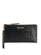 Miu Miu Glitter Logo Clutch Bag - Black