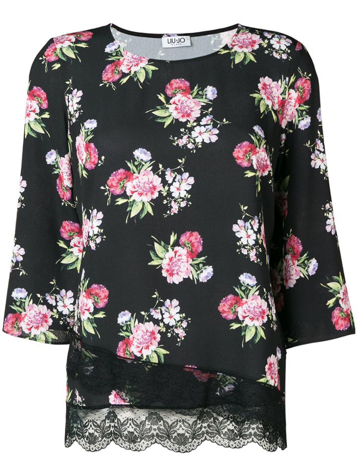 Liu Jo Floral Print Top - Black