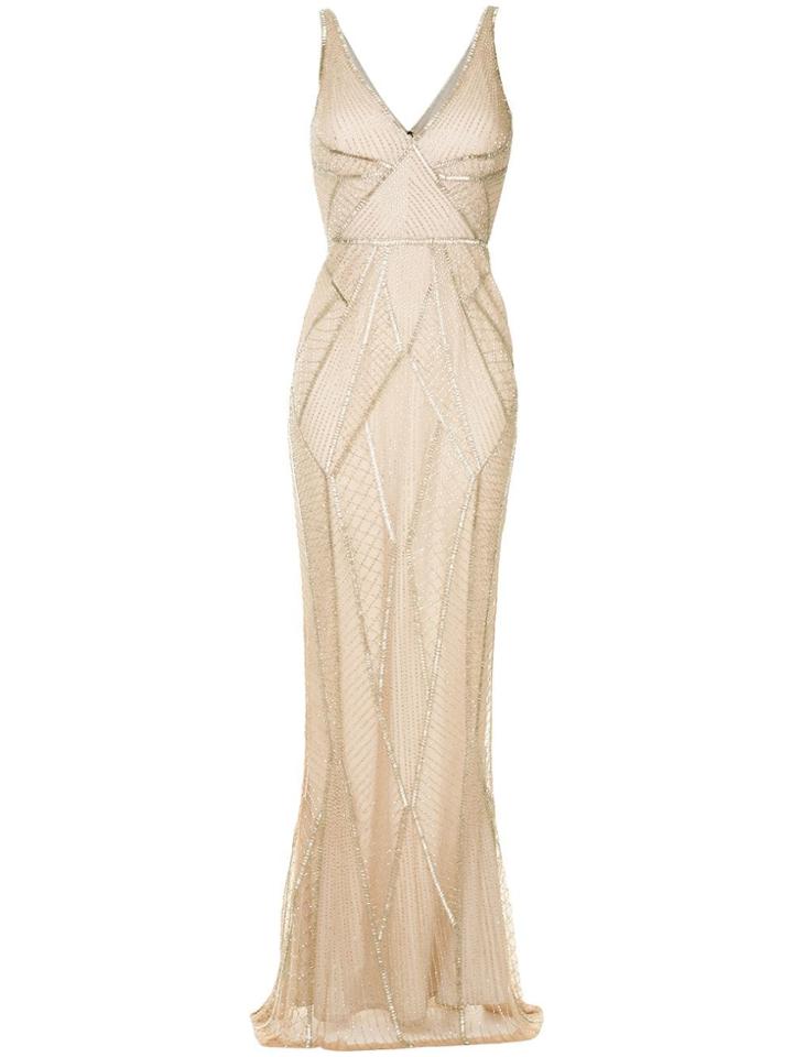 Rachel Gilbert Beaded Long Dress - Neutrals