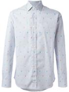 Etro Flamingo Print Shirt, Men's, Size: 40, Blue, Cotton