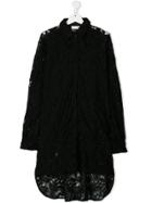 Monnalisa Teen Lace Shirt Dress - Black