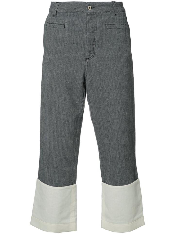 Loewe Contrast Hem Cropped Trousers - Grey