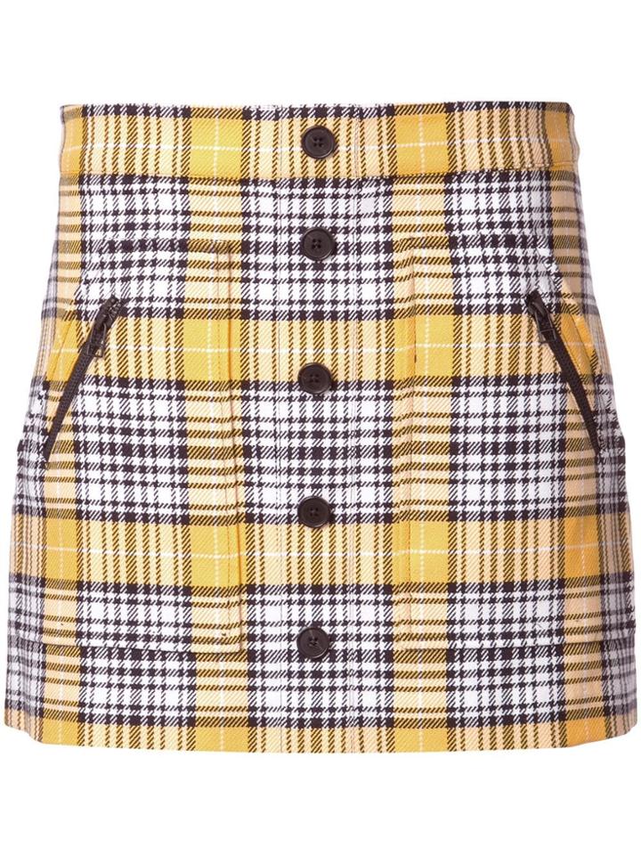 Veronica Beard Checked Mini Skirt - Yellow