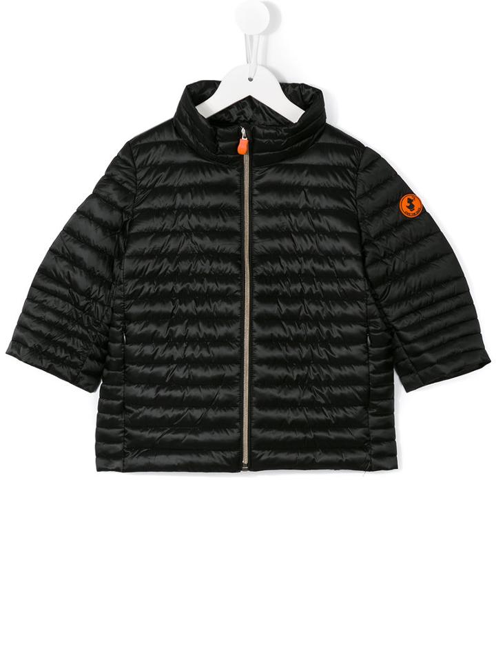 Save The Duck Kids Cropped Sleeves Padded Jacket, Girl's, Size: 8 Yrs, Black