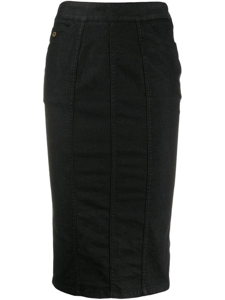 Gucci Pre-owned 2000's Denim Pencil Skirt - Black
