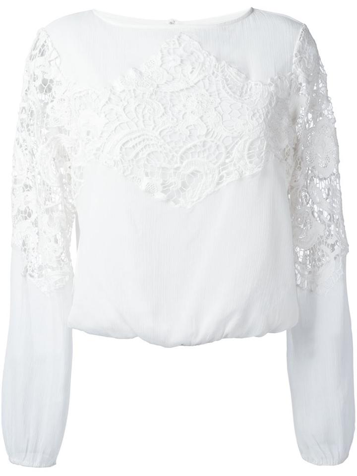 Alice+olivia 'jenelle' Blouse, Women's, Size: Medium, White, Polyester/cotton/spandex/elastane