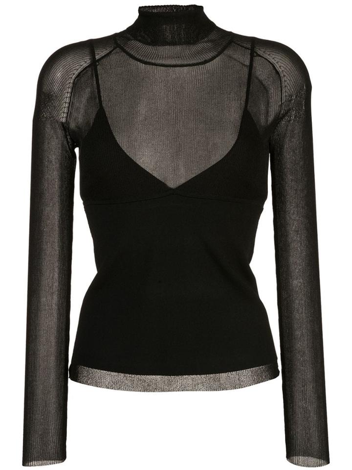 Proenza Schouler Matte Turtleneck Long Sleeve Top - Black
