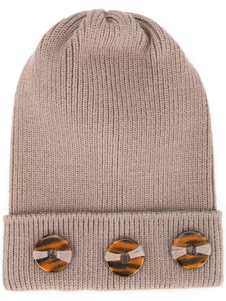 0711 Button Beanie - Nude & Neutrals