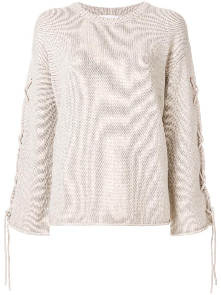 See By Chloé Laced Sleeve Sweater - Nude & Neutrals