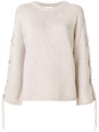 See By Chloé Laced Sleeve Sweater - Nude & Neutrals
