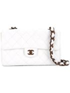 Chanel Vintage Wooden Logo Flap Bag - White