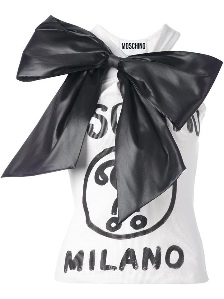 Moschino Oversized Bow Tank Top, Women's, Size: 42, Nude/neutrals, Cotton/other Fibers/polyester/silk