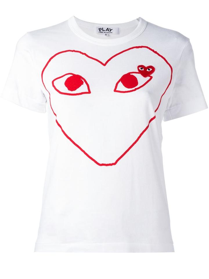 Comme Des Garçons Play Logo Print T-shirt, Women's, Size: Xs, White, Cotton