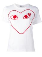 Comme Des Garçons Play Logo Print T-shirt, Women's, Size: Xs, White, Cotton