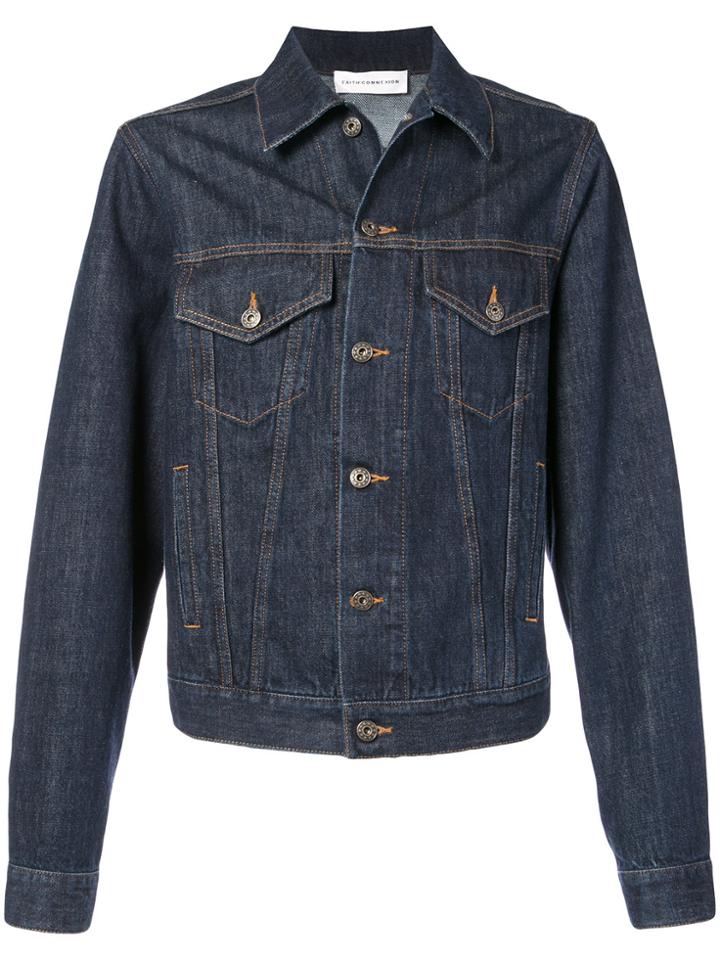 Faith Connexion Print Back Denim Jacket - Blue