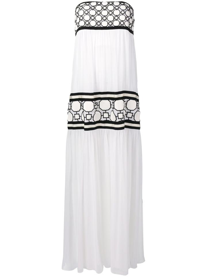 Tory Burch Tiered Geometric Embroidered Dress - White