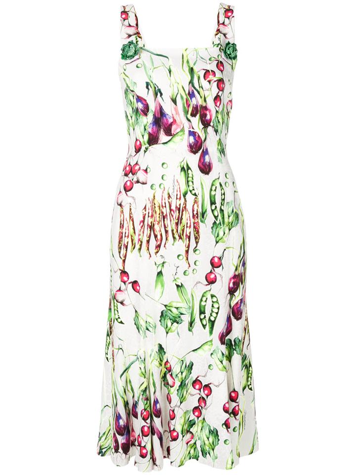 Dolce & Gabbana Vegetable Print Midi Dress - White