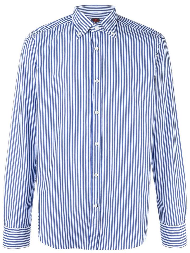 Mp Massimo Piombo Poplin Bold Striped Shirt, Men's, Size: 38, Blue, Cotton