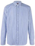 Mp Massimo Piombo Poplin Bold Striped Shirt, Men's, Size: 38, Blue, Cotton