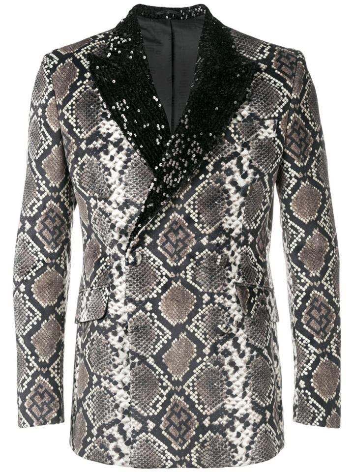 Sss World Corp Snake Effect Blazer - Black