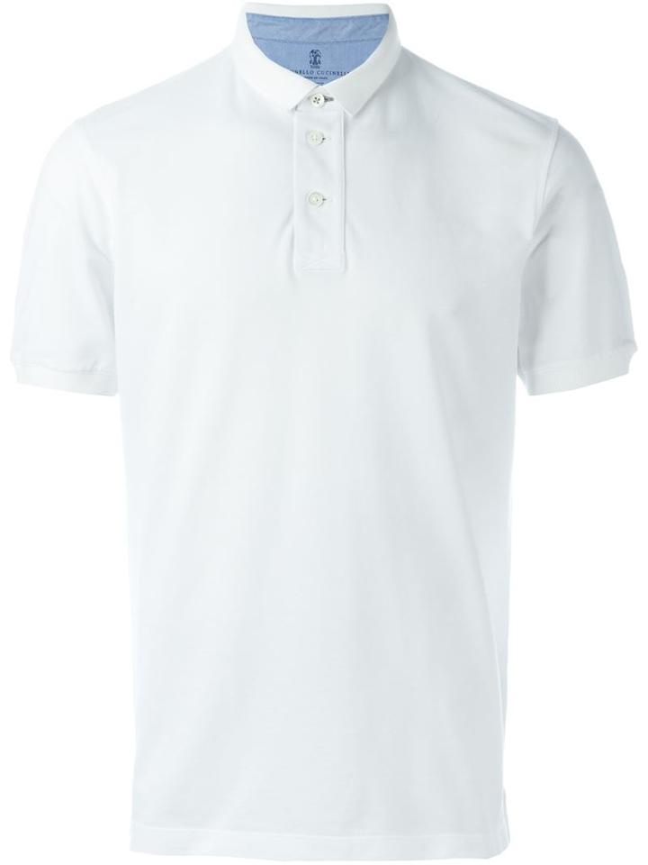 Brunello Cucinelli Classic Polo Shirt, Men's, Size: Xl, White, Cotton