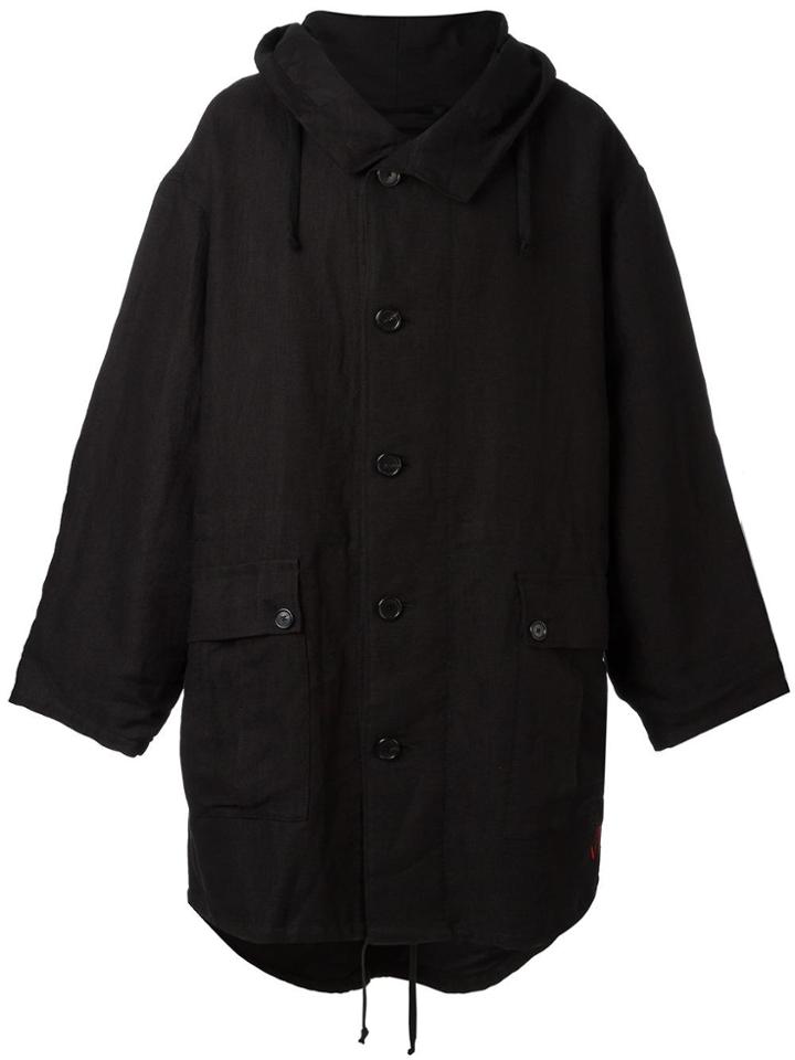 Ann Demeulemeester Blanche Hooded Oversized Coat - Black