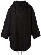 Ann Demeulemeester Blanche Hooded Oversized Coat - Black
