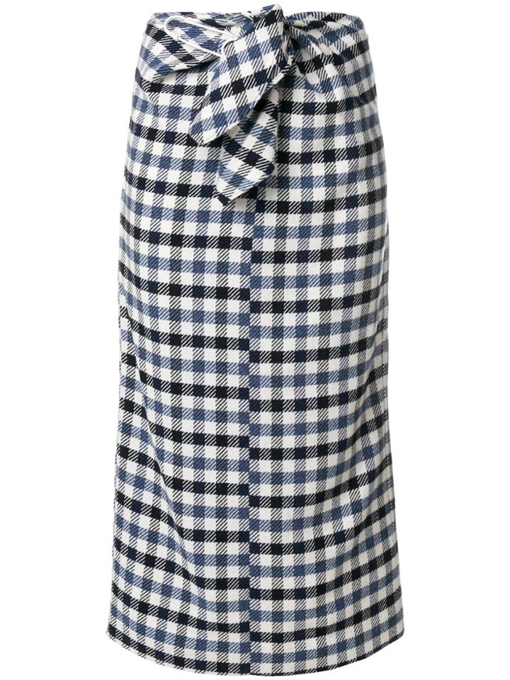 Tibi Gingham Tie Front Skirt - Multicolour