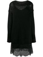 Twin-set Lace Detail Slip Dress - Black