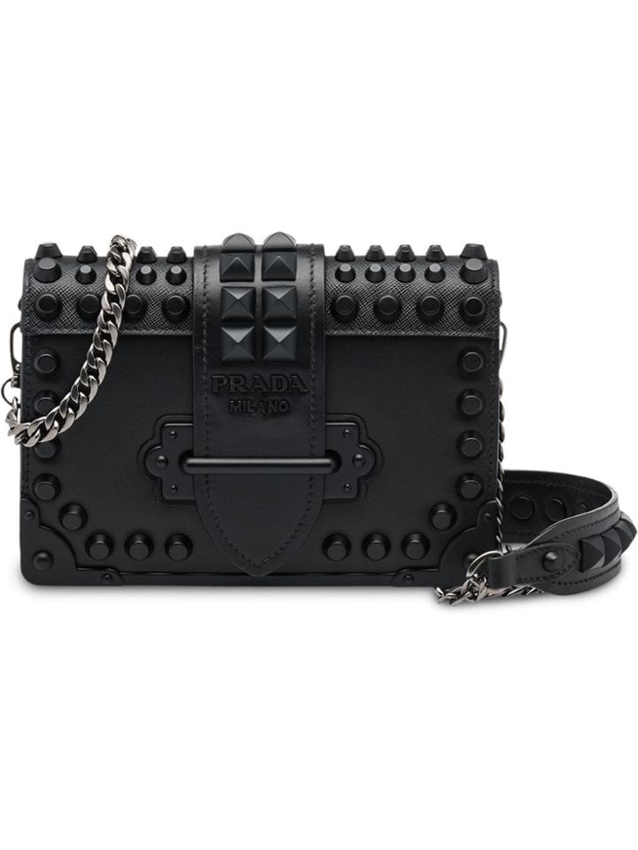 Prada Studded Cahier Bag - Black