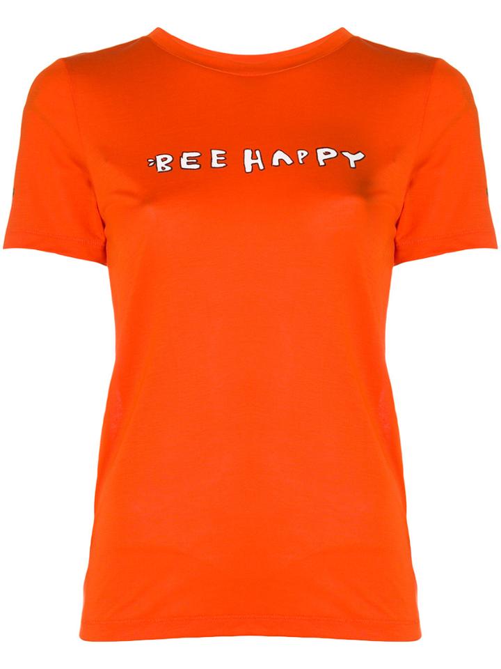 Ganni Bee Happy Print T-shirt - Yellow & Orange