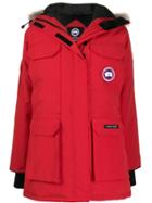 Canada Goose Mid-length Multi-pocket Parka Coat - Red