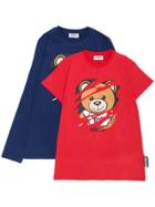 Moschino Kids Teen Scratched Teddy Print Top Set - Blue