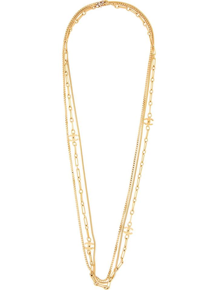 Chanel Vintage Triple Chain Long Necklace - Gold