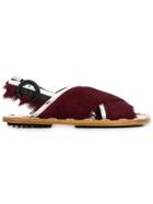 Marni Fur Trimmed Sandals - Red